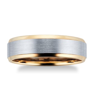 Goldsmiths 9ct Yellow Gold & Palladium Wedding Ring