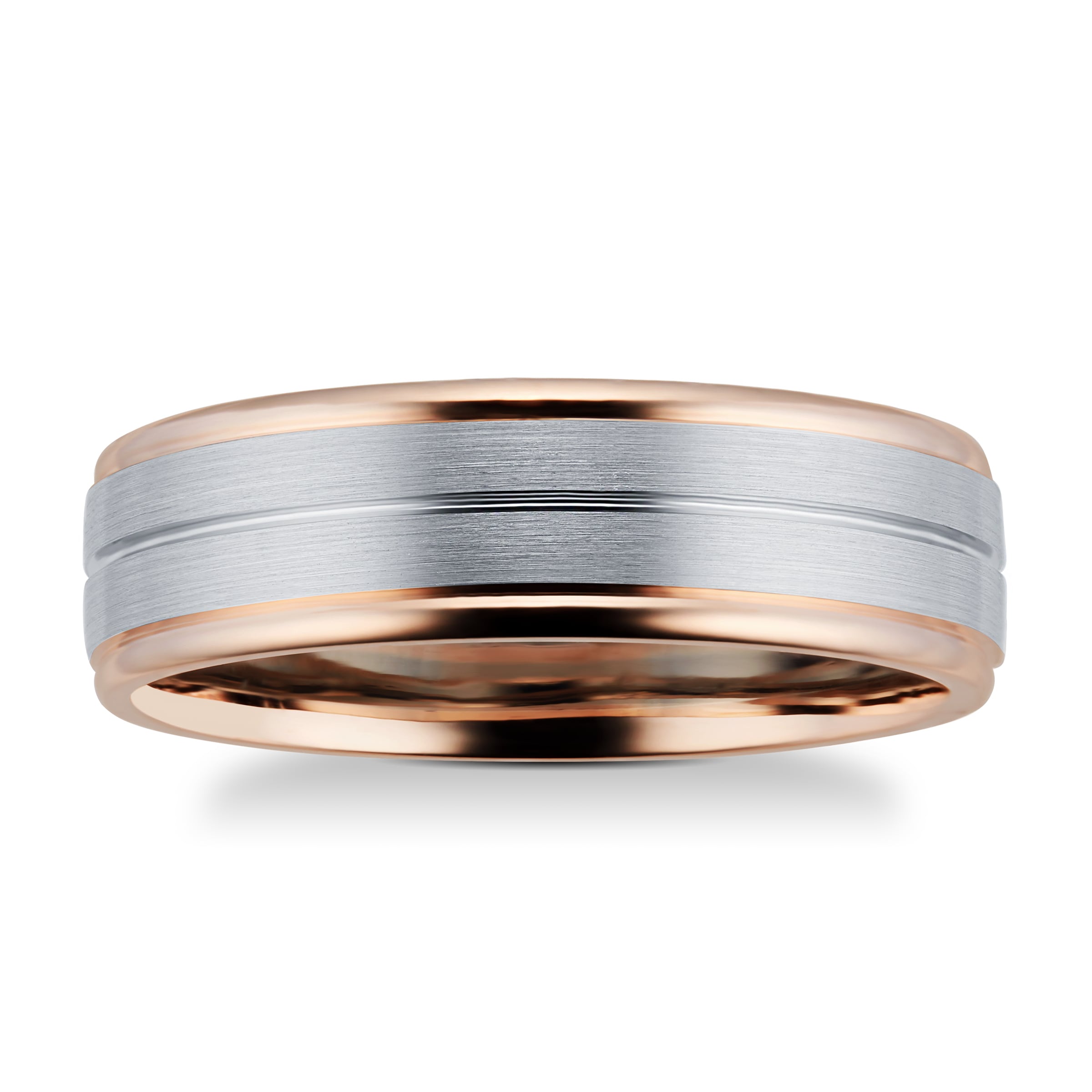 9ct Rose Gold & Palladium Wedding Ring - Ring Size R