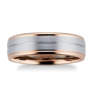 Goldsmiths 9ct Rose Gold & Palladium Wedding Ring
