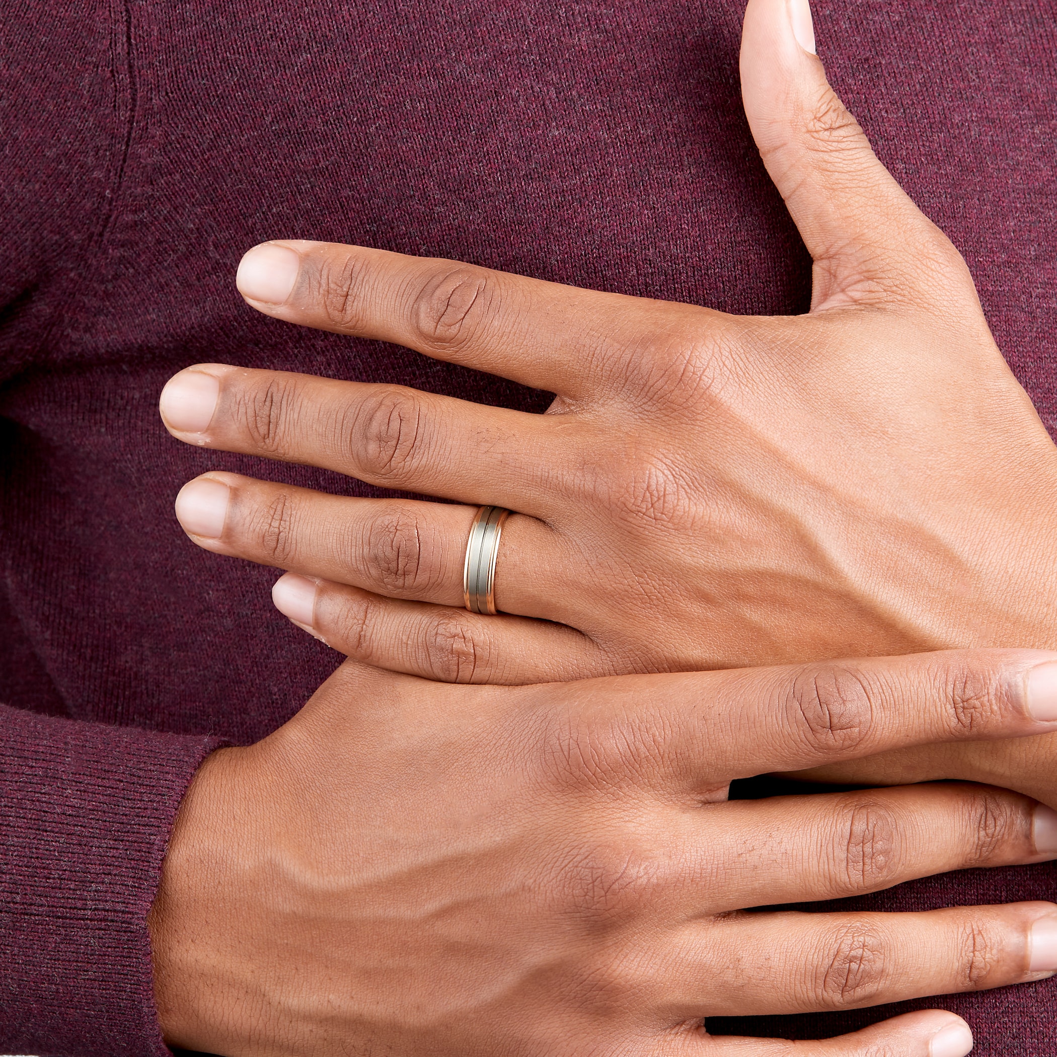 Goldsmiths 9ct Rose Gold & Palladium Wedding Ring Goldsmiths 9ct Rose Gold & Palladium Wedding Ring