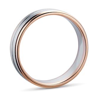 Goldsmiths 9ct Rose Gold & Palladium Wedding Ring Goldsmiths 9ct Rose Gold & Palladium Wedding Ring
