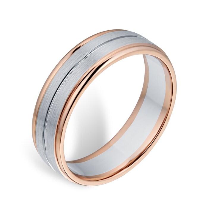 Goldsmiths 9ct Rose Gold & Palladium Wedding Ring