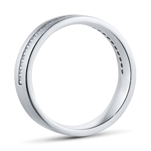 Goldsmiths Palladium 6mm 0.26ct Brilliant Cut Grain Set Diamond Flat Court Heavy Wedding Ring