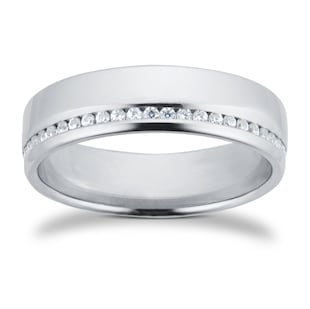 Goldsmiths Palladium 5mm 0.42ct Brilliant Cut Diamond Slight Court Heavy Wedding Ring
