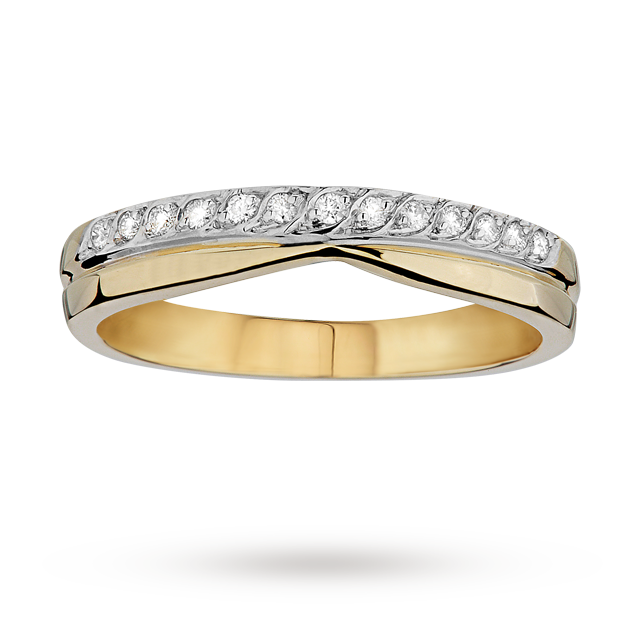 Goldsmiths Ladies Diamond Set Shaped 4mm Wedding Ring In 18 Carat Yellow Gold - Ring Size J