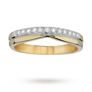 Goldsmiths Ladies Diamond Set Shaped 4mm Wedding Ring In 18 Carat Yellow Gold