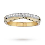 Goldsmiths Ladies Diamond Set Shaped 4mm Wedding Ring In 18 Carat Yellow Gold