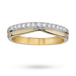 08210557 - Ladies Diamond Set Shaped 4mm Wedding Ring In 18 Carat Yellow Gold