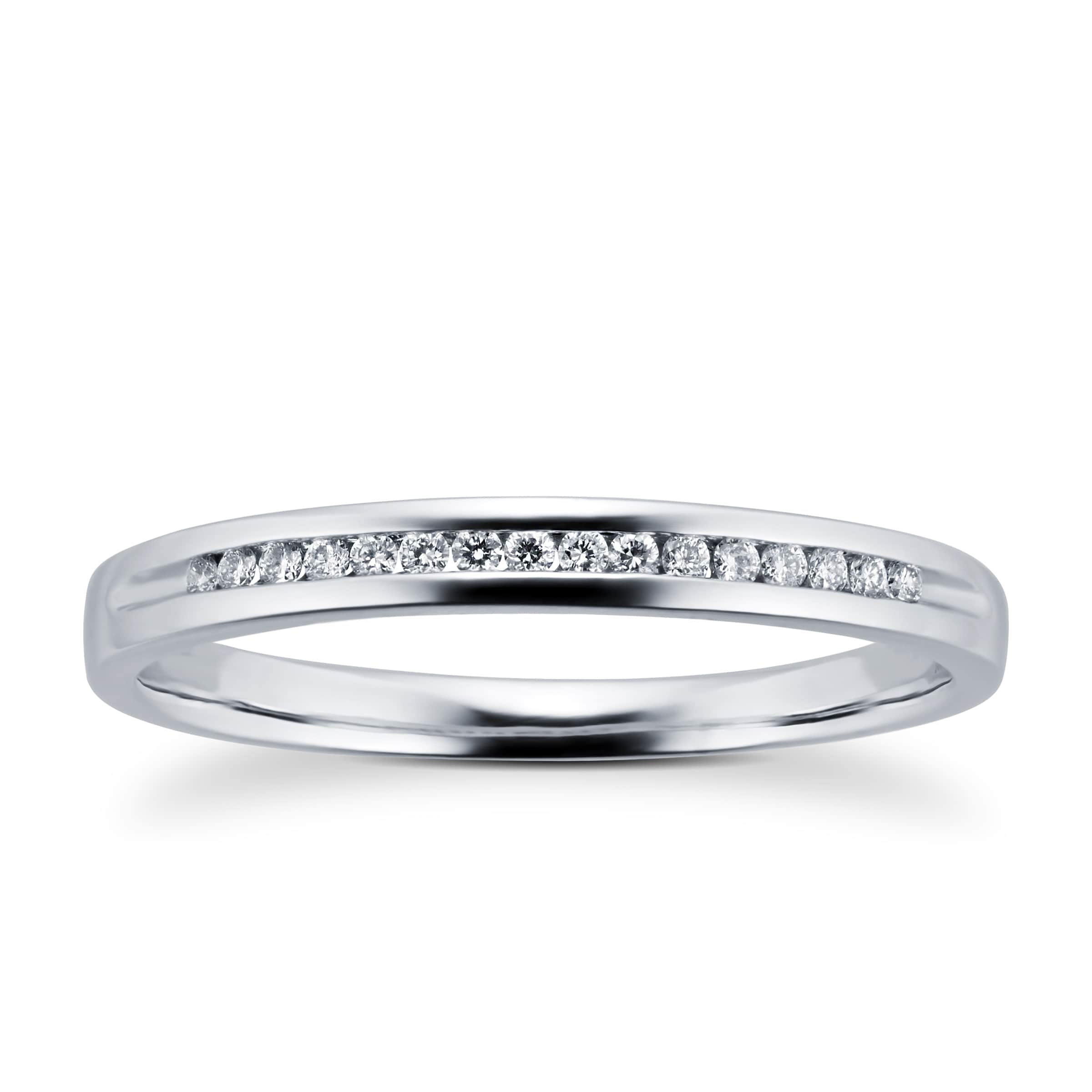 Ladies Diamond Set 2mm Wedding Ring In 18 Carat White Gold - Ring Size N