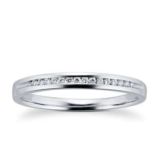 Goldsmiths Ladies Diamond Set 2mm Wedding Ring In 18 Carat White Gold