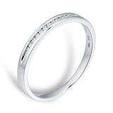Goldsmiths Ladies Diamond Set 2mm Wedding Ring In 18 Carat White Gold - Ring Size L