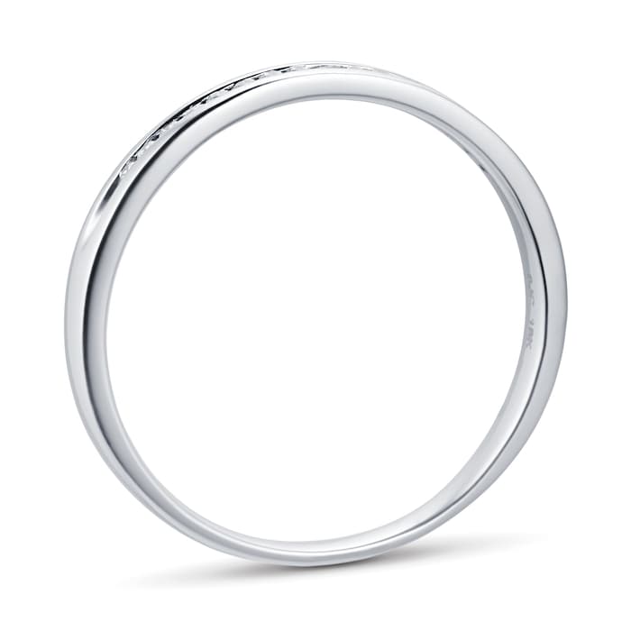 Goldsmiths Ladies Diamond Set 2mm Wedding Ring In 18 Carat White Gold - Ring Size K