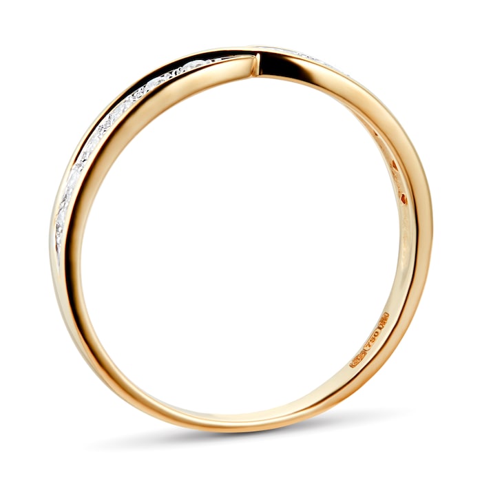 Goldsmiths Ladies 0.09 Total Carat Weight Diamond Set Kiss Wedding Ring In 18 Carat Yellow Gold