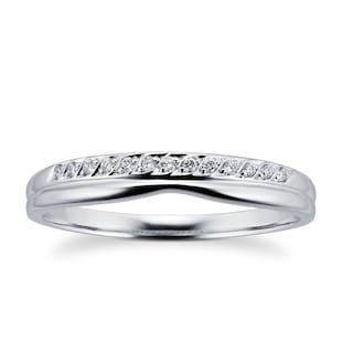 Goldsmiths Ladies Diamond Set Shaped Wedding Ring In 18 Carat White Gold