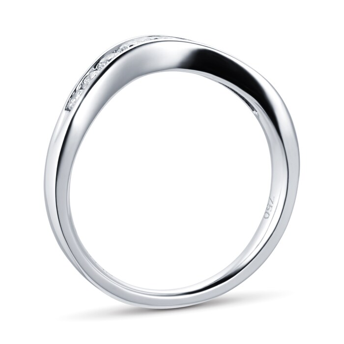 Goldsmiths Brilliant Cut 0.33 Carat Total Weight Diamond Set Ladies Shaped Wedding Ring In 18 Carat White Gold