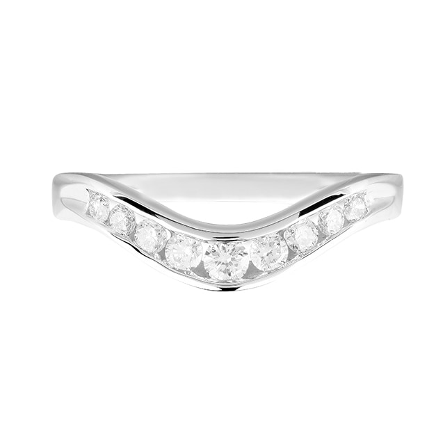 Goldsmiths Brilliant Cut 0.33 Carat Total Weight Diamond Set Ladies Shaped Wedding Ring In 18 Carat White Gold