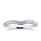 Goldsmiths Brilliant Cut 0.38 Carat Total Weight Diamond Set Ladies Shaped Wedding Ring In 18 Carat White Gold - Ring Size K