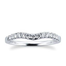 08210745 - Brilliant Cut 0.38 Carat Total Weight Diamond Set Ladies Shaped Wedding Ring In 18 Carat White Gold