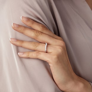 Goldsmiths Brilliant Cut 0.38 Carat Total Weight Diamond Set Ladies Shaped Wedding Ring In 18 Carat White Gold