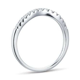 Goldsmiths Brilliant Cut 0.38 Carat Total Weight Diamond Set Ladies Shaped Wedding Ring In 18 Carat White Gold