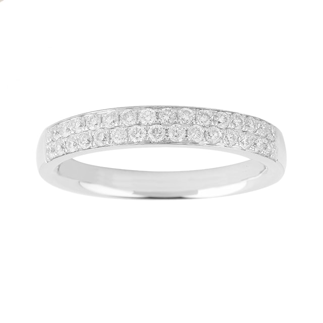Goldsmiths Brilliant Cut 0.42 Carat Total Weight Double Row Ladies Wedding Ring In 18 Carat White Gold - Ring Size J Goldsmiths Brilliant Cut 0.42 Carat Total Weight Double Row Ladies Wedding Ring In 18 Carat White Gold - Ring Size J
