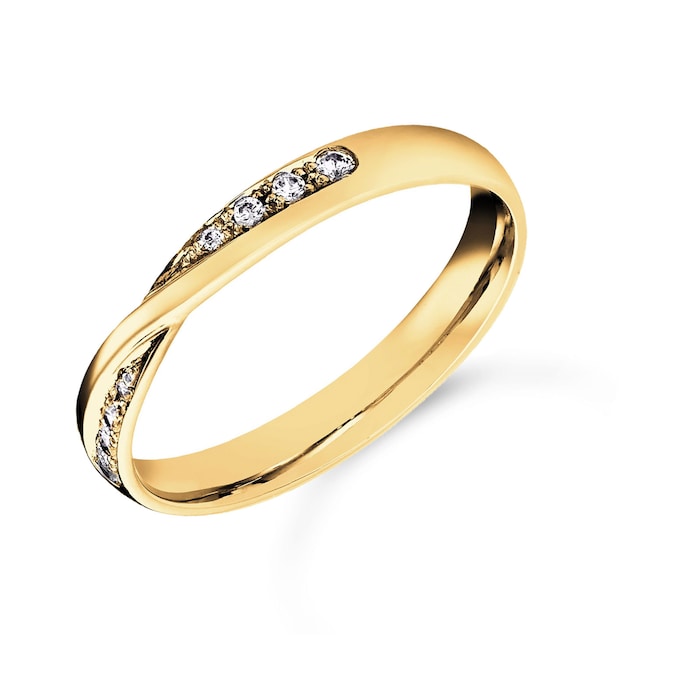Mappin & Webb 18ct Yellow Gold 0.07cttw Diamond Twist Wedding Ring - Ring Size P