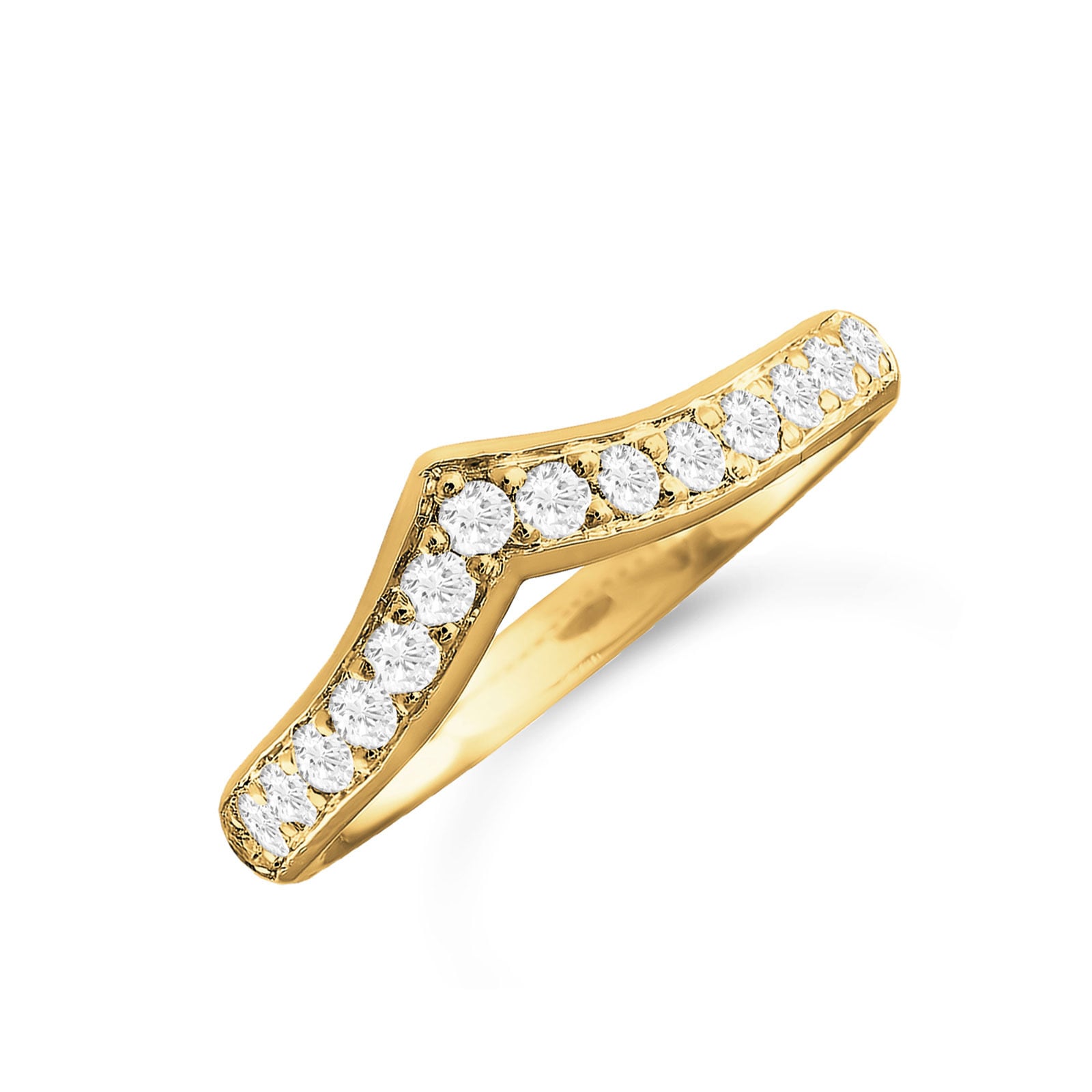 18ct Yellow Gold 0.30cttw Diamond Shaped Wedding Ring - Ring Size L.5
