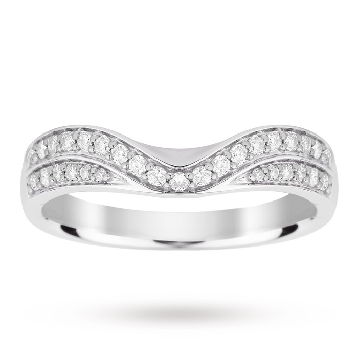 Goldsmiths 18ct White Gold 0.30 Total Carat Weight Diamond Set Shaped Band - Ring Size J