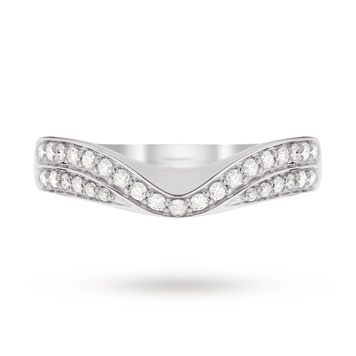 Goldsmiths 18ct White Gold 0.30 Total Carat Weight Diamond Set Shaped Band - Ring Size J