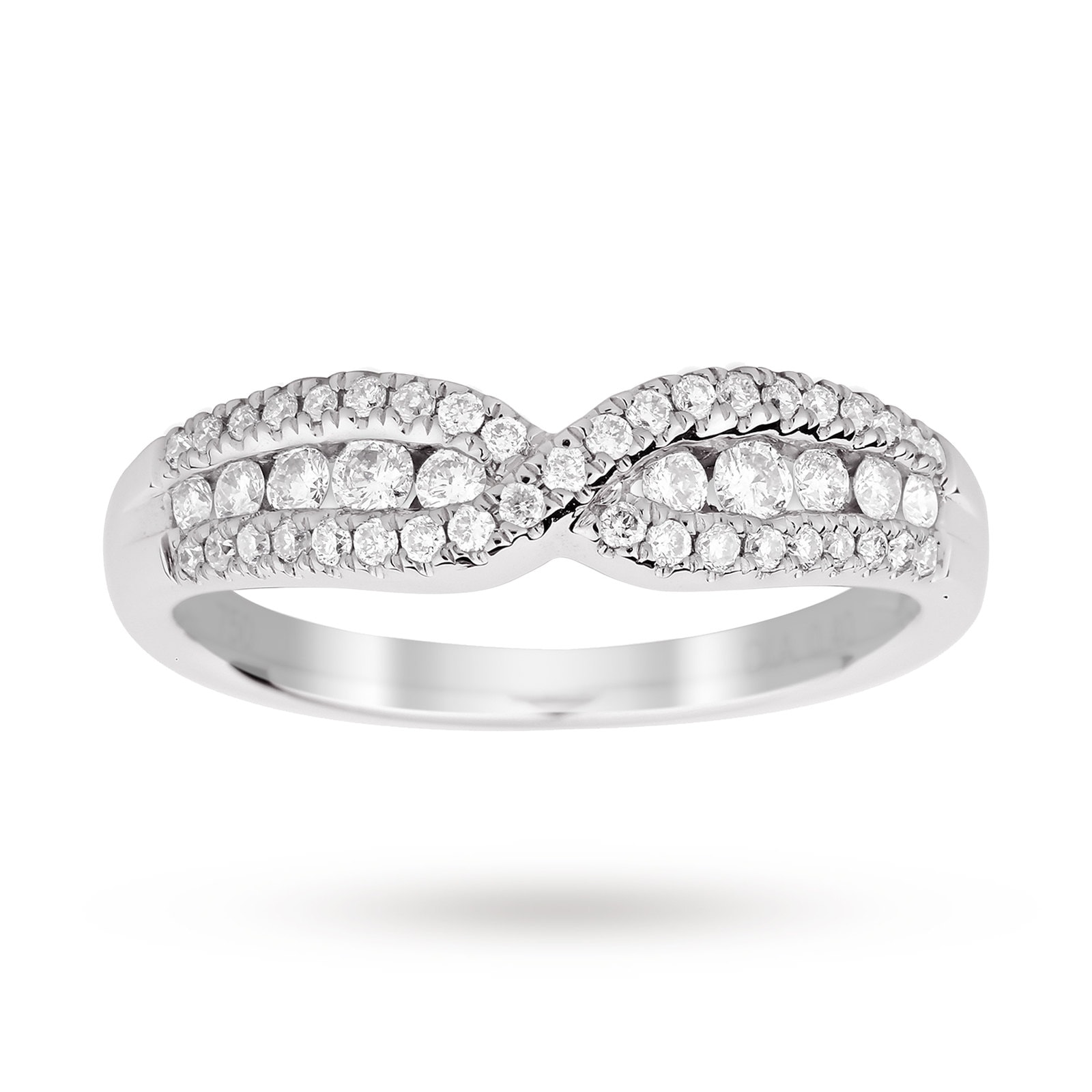 Goldsmiths 18ct White Gold 0.40 Total Carat Weight Diamond Halo Shaped Band Goldsmiths 18ct White Gold 0.40 Total Carat Weight Diamond Halo Shaped Band