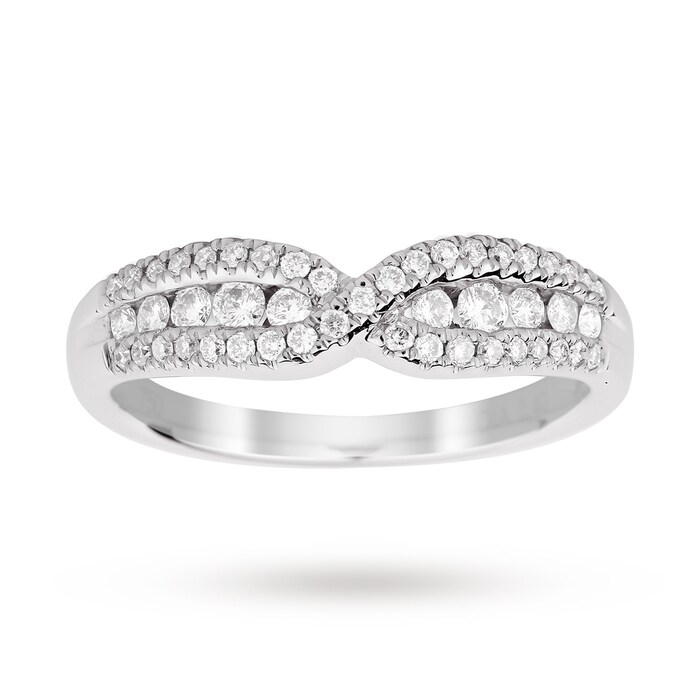 Goldsmiths 18ct White Gold 0.40 Total Carat Weight Diamond Halo Shaped Band