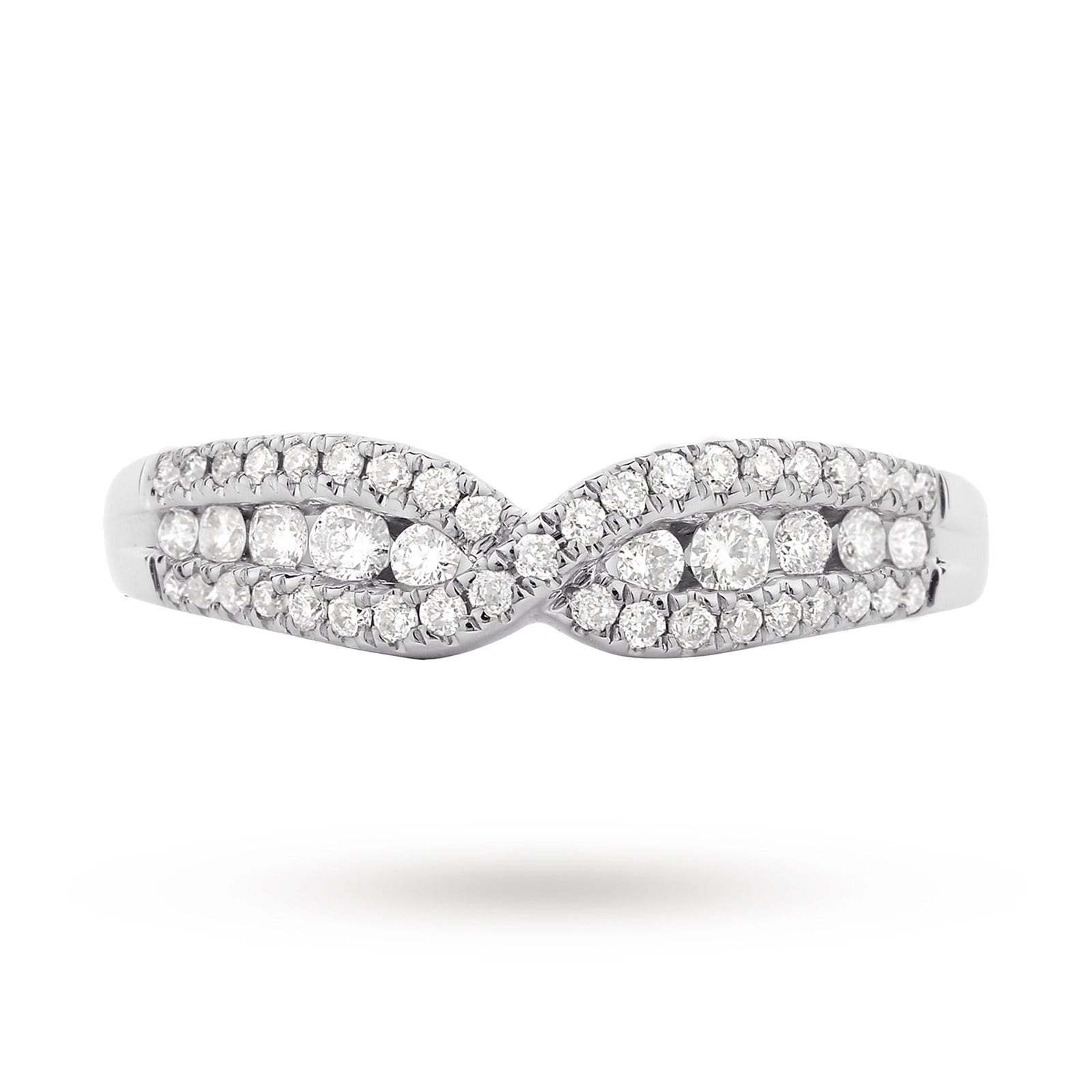 Goldsmiths 18ct White Gold 0.40 Total Carat Weight Diamond Halo Shaped Band Goldsmiths 18ct White Gold 0.40 Total Carat Weight Diamond Halo Shaped Band
