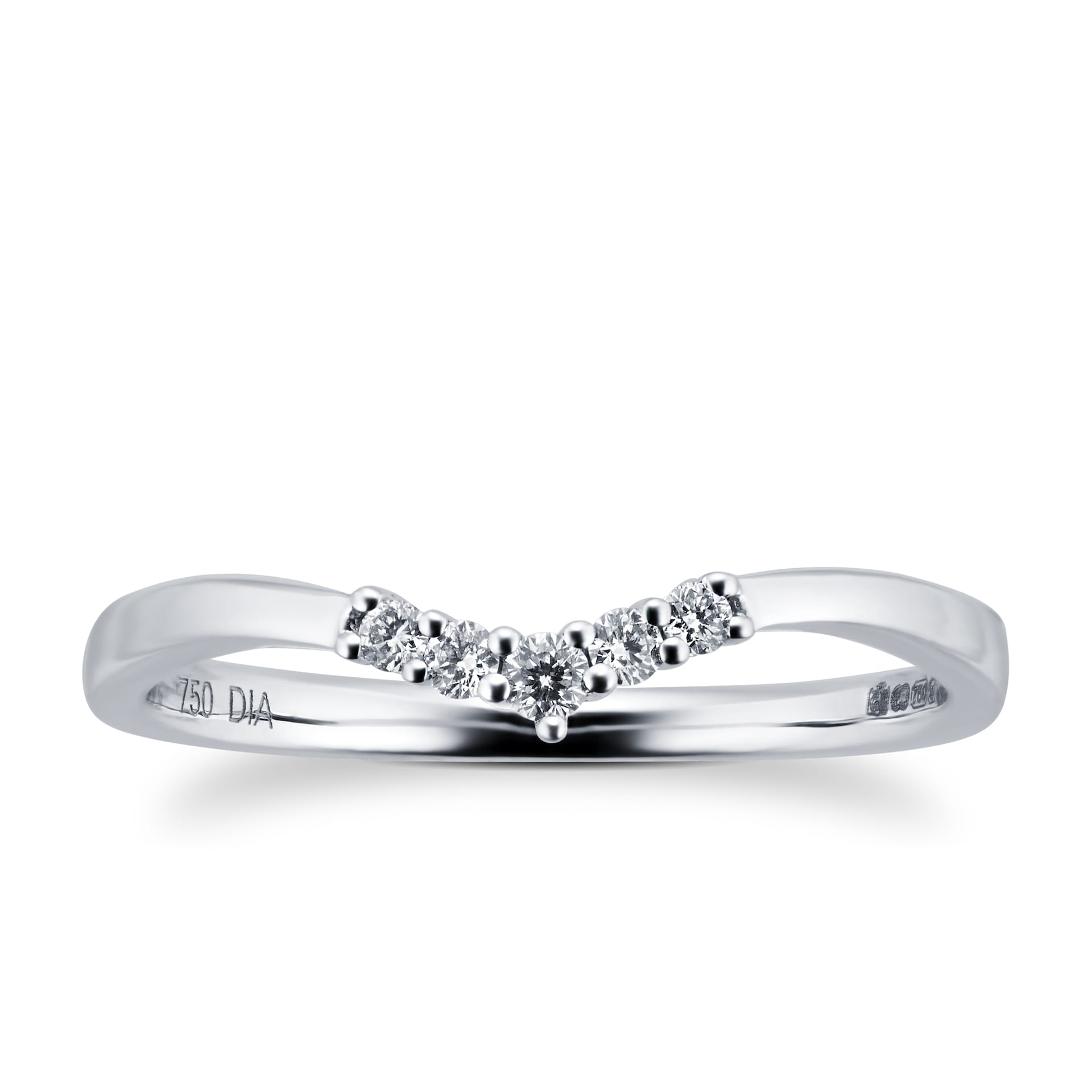 Goldsmiths 18ct White Gold 0.09 Total Carat Weight Diamond Set Shaped Band Goldsmiths 18ct White Gold 0.09 Total Carat Weight Diamond Set Shaped Band