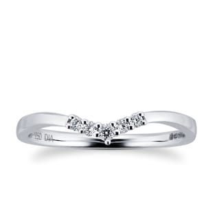 Goldsmiths 18ct White Gold 0.09 Total Carat Weight Diamond Set Shaped Band