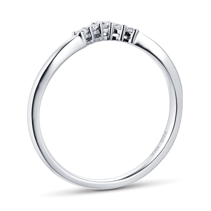 Goldsmiths 18ct White Gold 0.09 Total Carat Weight Diamond Set Shaped Band - Ring Size K