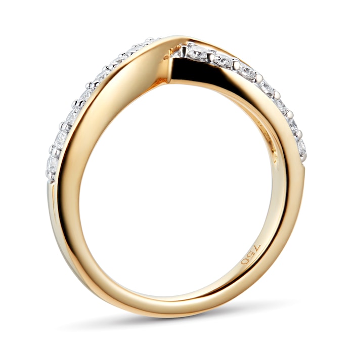 Goldsmiths 18ct Yellow Gold 0.25 Total Carat Weight Diamond Set Shaped Band - Ring Size K