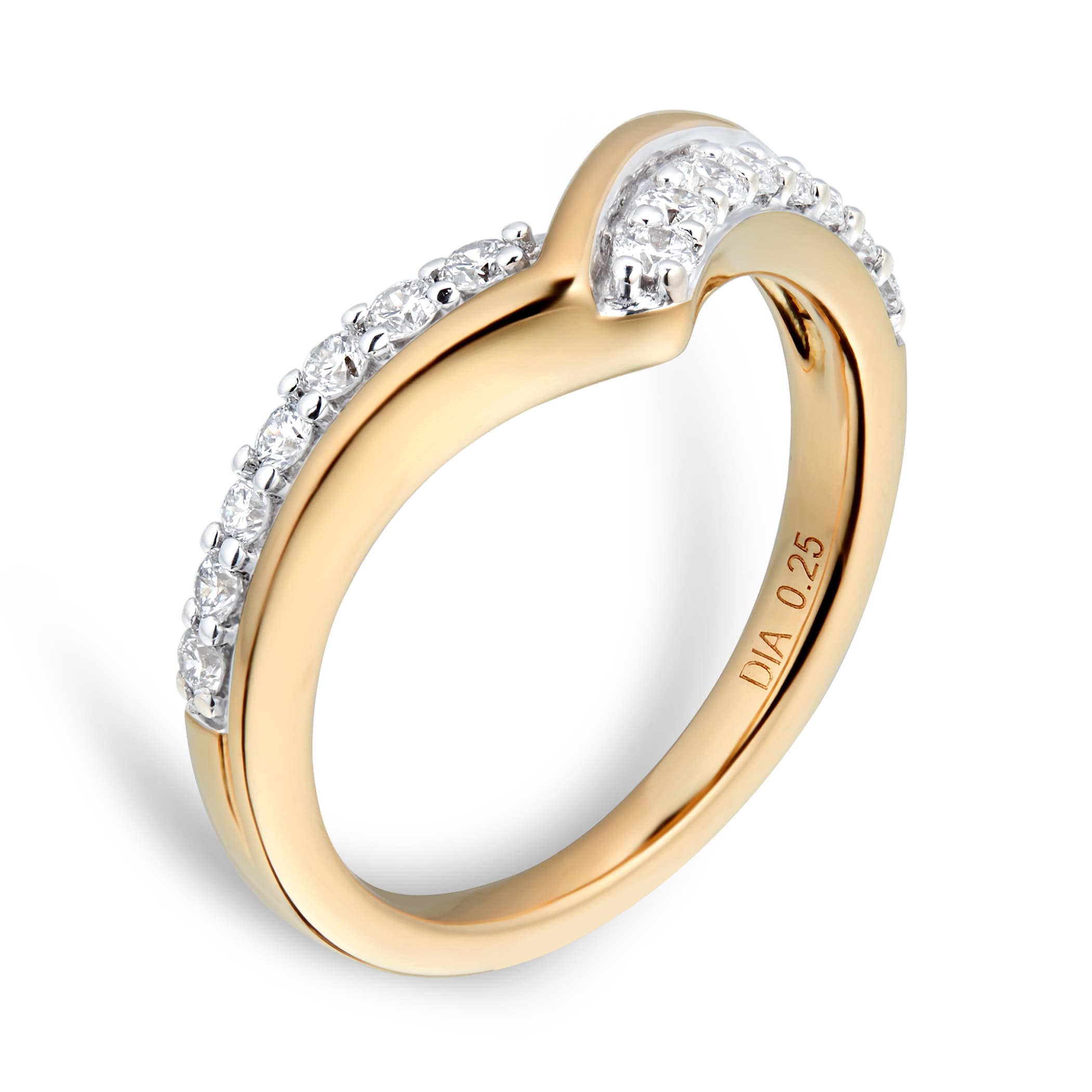 Goldsmiths 18ct Yellow Gold 0.25 Total Carat Weight Diamond Set Shaped Band Goldsmiths 18ct Yellow Gold 0.25 Total Carat Weight Diamond Set Shaped Band