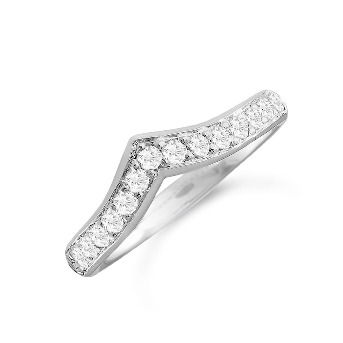 Mappin & Webb 18ct White Gold 0.30cttw Diamond Shaped Wedding Ring