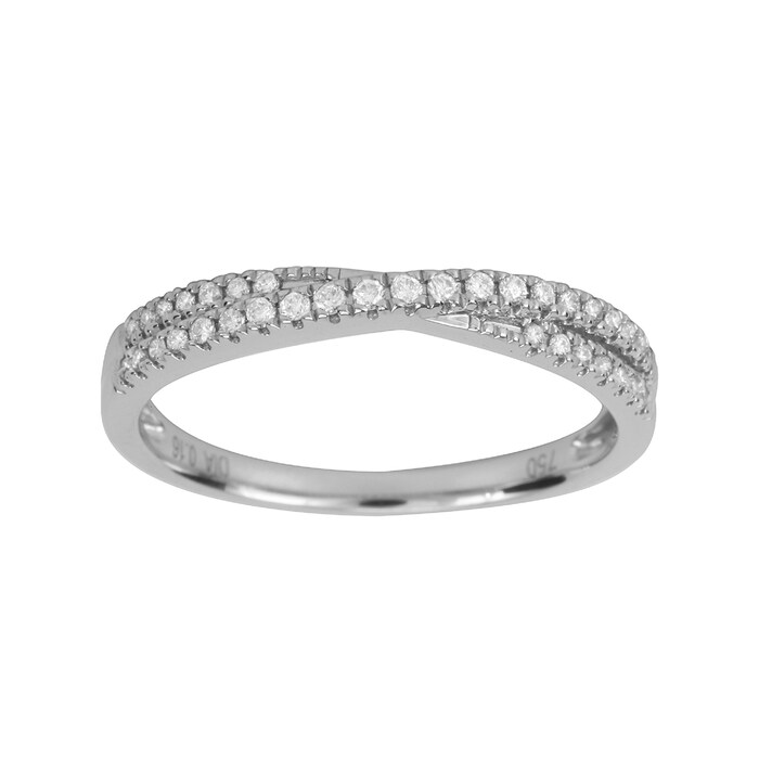 Goldsmiths 18ct White Gold 0.16cttw Diamond Cross Over Wedding Ring