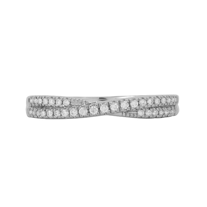 Goldsmiths 18ct White Gold 0.16cttw Diamond Cross Over Wedding Ring