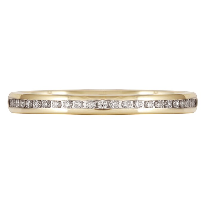 Mappin & Webb 18ct Yellow Gold 0.12ct Round Brilliant Cut Channel Set Wedding Ring