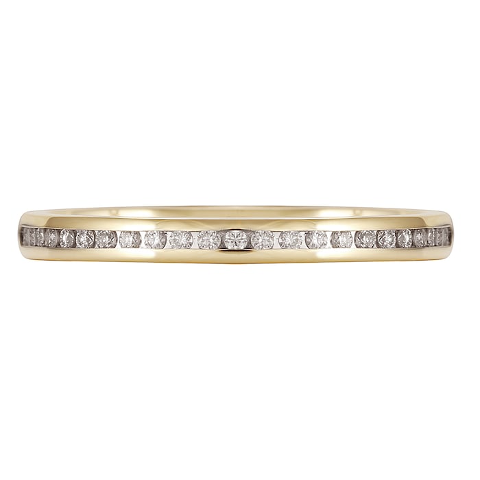 Mappin & Webb 18ct Yellow Gold 0.12ct Round Brilliant Cut Channel Set Wedding Ring