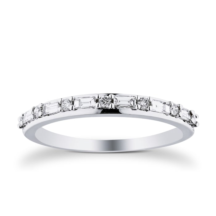 Goldsmiths 18ct White Gold 0.29cttw Mixed Cut Wedding Ring