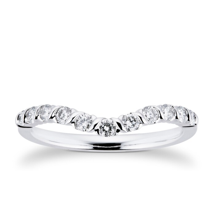 Goldsmiths 18ct White Gold 0.30cttw Shaped Wedding Ring