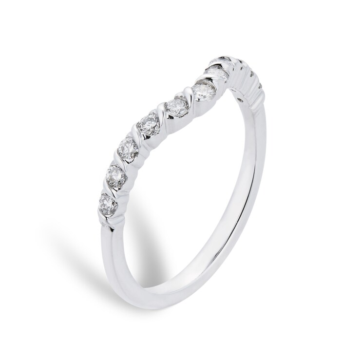 Goldsmiths 18ct White Gold 0.30cttw Shaped Wedding Ring