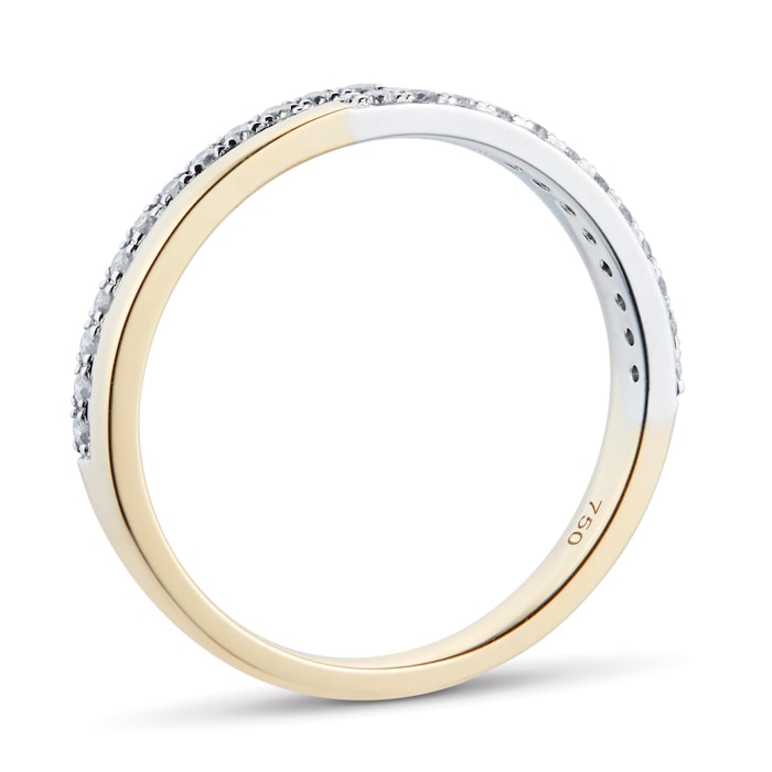 Goldsmiths 18ct Yellow Gold 0.20cttw Diamond Split 2 Row Wedding Ring - Ring Size I