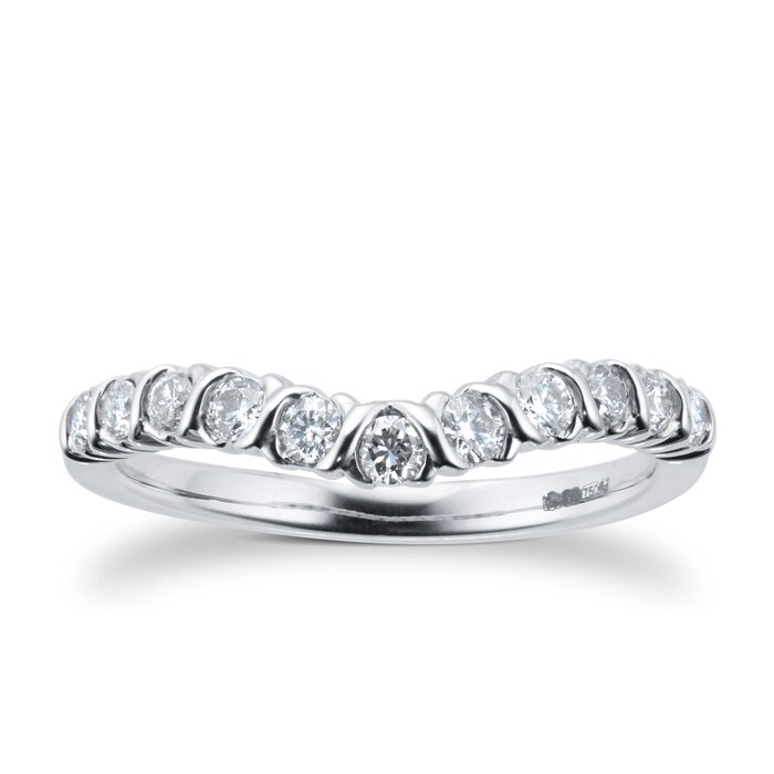 Goldsmiths 18ct White Gold 0.30cttw Shaped Wedding Band - Ring Size K