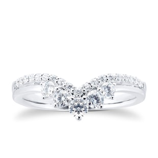 Goldsmiths 18ct White Gold 0.50ct Diamond Double Row Shaped Wedding Band