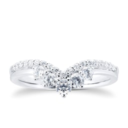 08210966 - 18ct White Gold 0.50ct Diamond Double Row Shaped Wedding Band