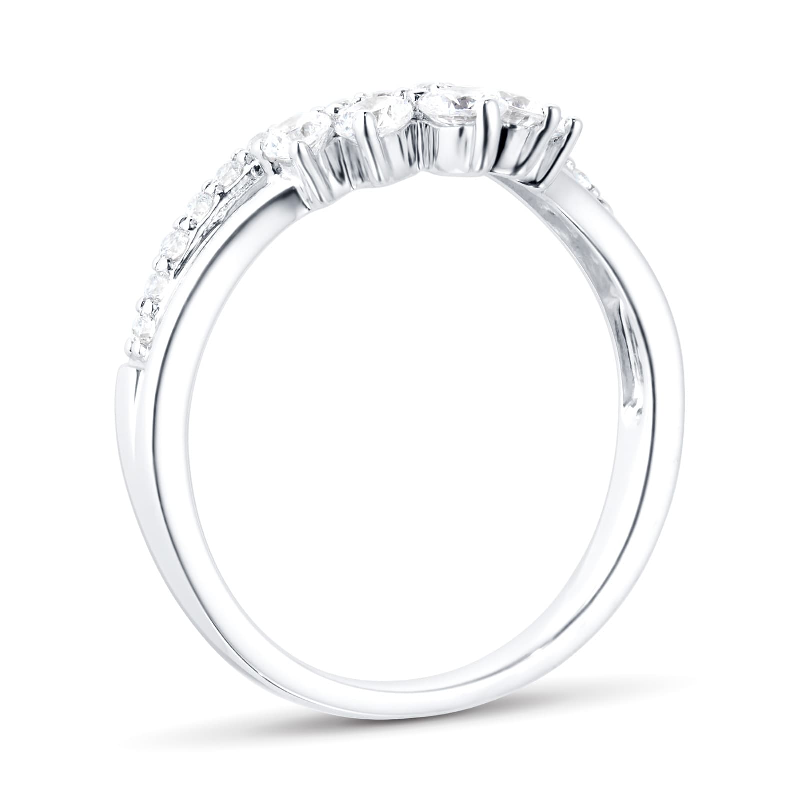 Goldsmiths 18ct White Gold 0.50ct Diamond Double Row Shaped Wedding Band - Ring Size O